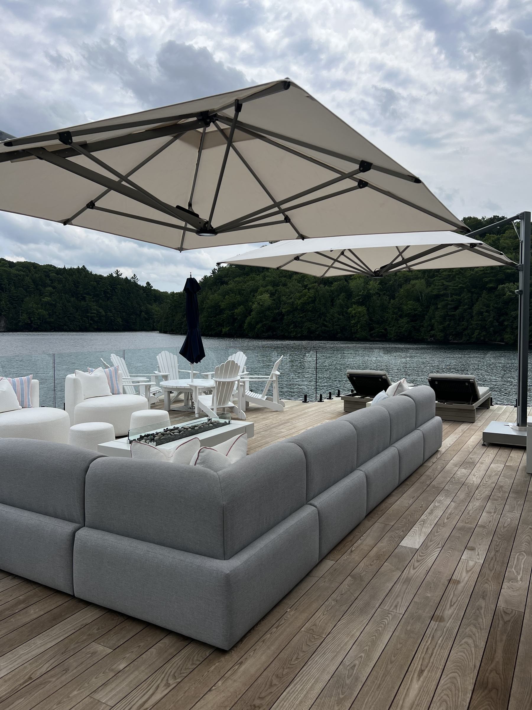 Shadowspec cantilever umbrellas at the Skeleton Lake Boathouse, Ontario